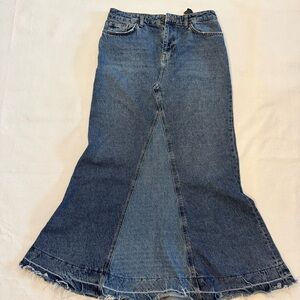 Zara The Reconstructed Denim Maxi Skirt Medium